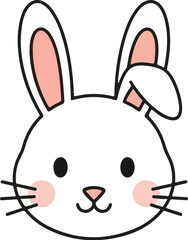 Obraz premium Cute bunny head icon, clean outline, minimal detail, flat vector, white background