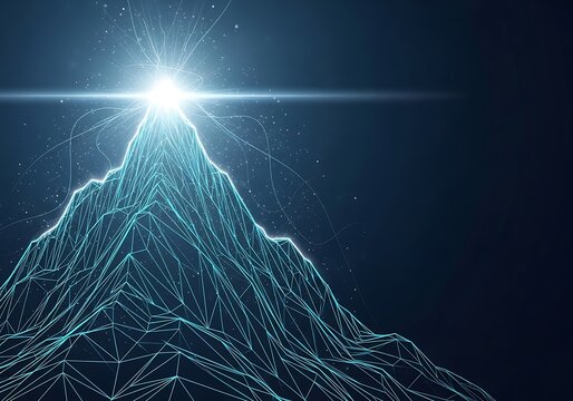 3d neural network glowing with futuristic data flow over dark ocean horizon at sunrise