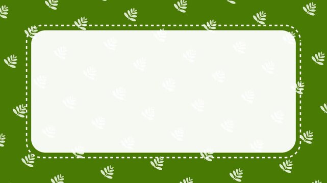 Tropical Leaf Frame on Green Background with Animated White Border and Copy Space