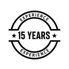 Fototapeta premium A circular badge proclaims fifteen years of experience featuring stars and bold typography in black high quality