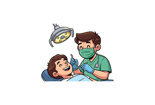 Dentist, dental care, cartoon doctor, medical illustration, healthcare vector