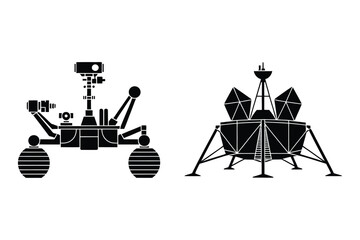 Space rover and lunar lander silhouettes © Sadek