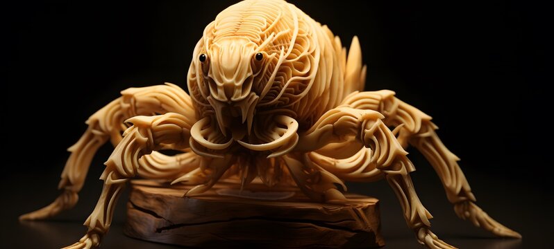 scorpion monster shaped matchstick carving,generative AI
