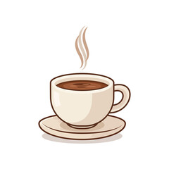 Fototapeta premium Hot Coffee Cup Flat Illustration, Classic Coffee Mug with Steam Icon