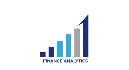 Fototapeta premium Blue and gray bar chart showing financial growth and upward trend for business analytics on an isolated white background.