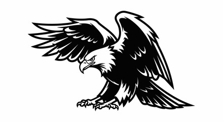 Obraz premium Stylized eagle emblem with outstretched wings in a circular frame, presented in multiple color variations, suitable for a logo or badge design.