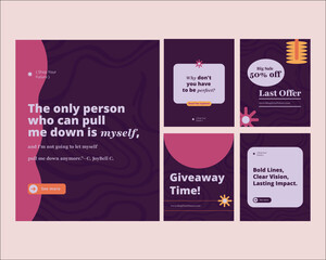 Fototapeta premium Modern Retro Instagram Post Templates – Lavender & Deep Purple Aesthetic