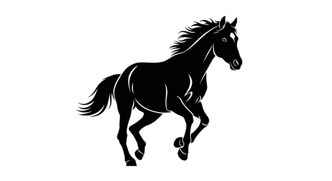 Black silhouette of a running horse.