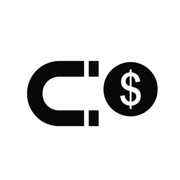 A black horseshoe magnet is attracting a circular icon displaying a white dollar sign symbolizing financial attraction