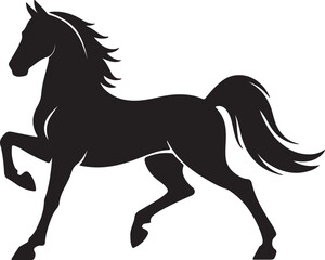 Obraz premium American Saddlebred in silhouette on white background.