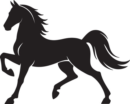 American Saddlebred in silhouette on white background.