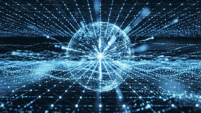 Abstract digital network sphere connection futuristic technology concept