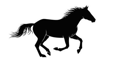 Obraz premium Black silhouette of a running horse.