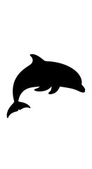Fototapeta premium Black silhouette of a dolphin jumping.