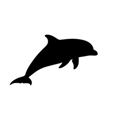 Fototapeta premium Black silhouette of a dolphin swimming.