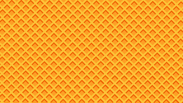 Seamless Waffle Geometric Pattern Background. Waffle cone pattern background for food and dessert design. Ice cream pattern. Orange waffle background with soft geometric texture. 
