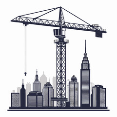 Obraz premium tower crane silhouette construction equipment vector icon isolated on white background