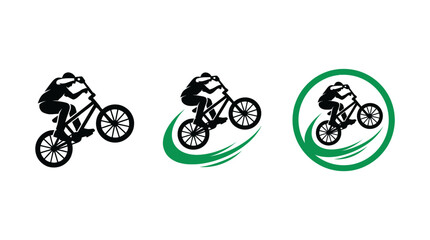 Fototapeta premium BMX Rider Silhouette Performing Stunts on Bicycle - Action Sports Icon