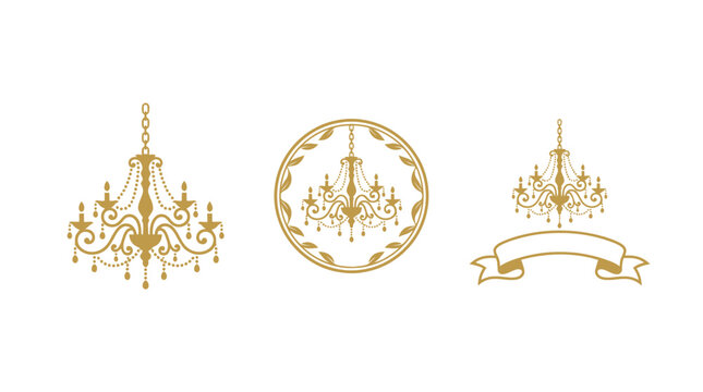 Elegant Gold Chandelier Set - Ornate Decorative Elements