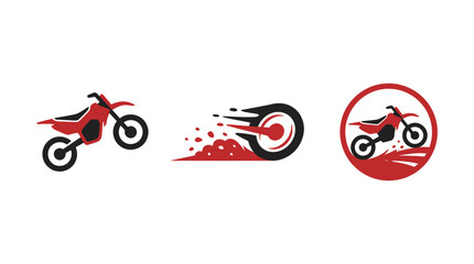 Dirt Bike Motocross Icons Set - Red and Black © MHM99