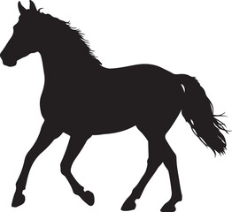 Obraz premium Standardbred in silhouette on white background.