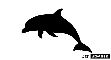 Fototapeta premium Black silhouette of two dolphins swimming.