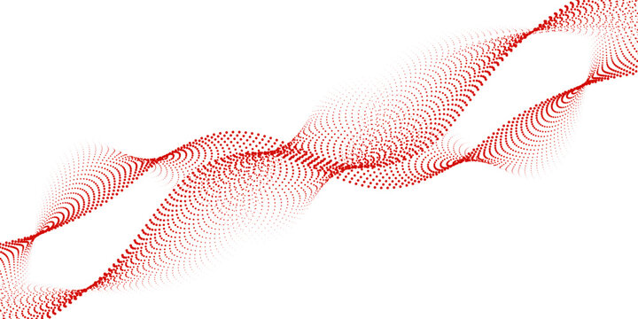Red color of dotted wave line pattern. Halftone undulate net with white background. Ready for booklet, poster, wallpaper. Vector