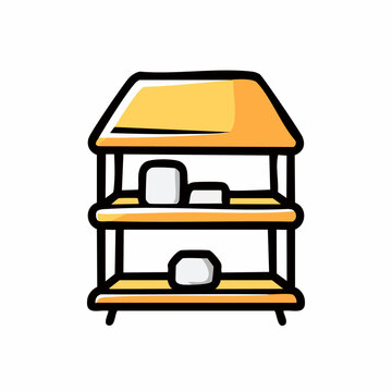 Simple cartoon bread storage shelf unit.