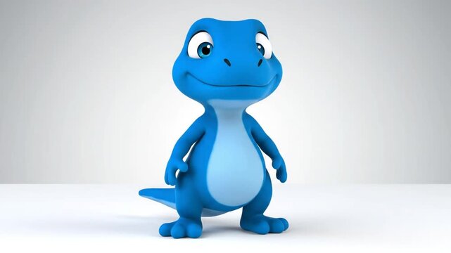 Friendly Blue Cartoon Lizard Mascot Character  3D Render Illustration.