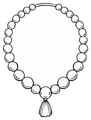 Obraz premium Elegant pearl necklace illustration with a tassel pendant detailed line art drawing