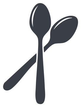 Two overlapping spoons food illustration serving spoon design, soup spoon, silver spoon concept