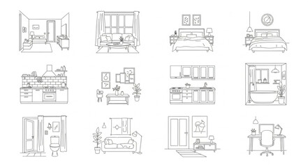 Architectural Sketches - Interior Design Concepts and Spatial Layouts. © Muya