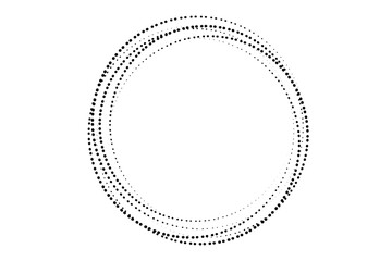 Modern abstract background. Halftone dots in circle form. Vector dotted frame. Dots textured round patterns. Cartoon comic radial faded background. Pixelated design elements for frame, poster, collage © Saima