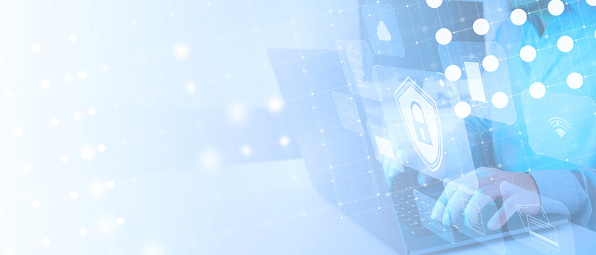 Cybersecurity Data Protection Concept with Digital Network and Lock Interface