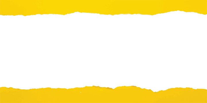 Bright yellow paper with torn edges revealing a wide horizontal white strip across the center of the frame against a plain background