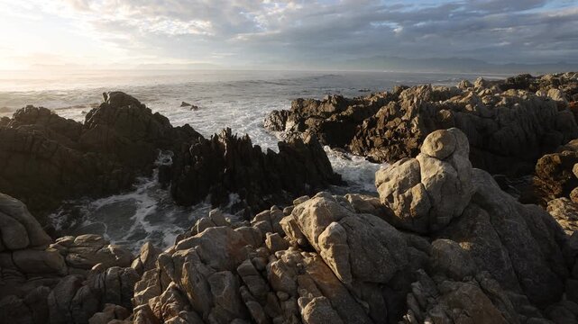Rocky coastline of DeKelders, Western Cape, South Africa