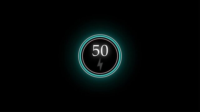 Abstract glowing neon circle loading bar animation on black background . Neon circle in charging percent icon. futuristic technology concept on animation video.. 25% charge available right now .4K vid