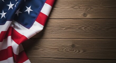 Fototapeta premium American flag on wooden background a patriotic display of national pride