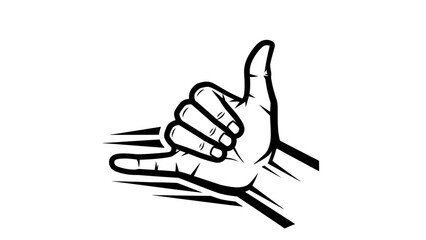 Obraz premium Hand Gesture Shaka Sign, Hang Loose Symbol, Aloha Spirit, Surfer Style, Communication