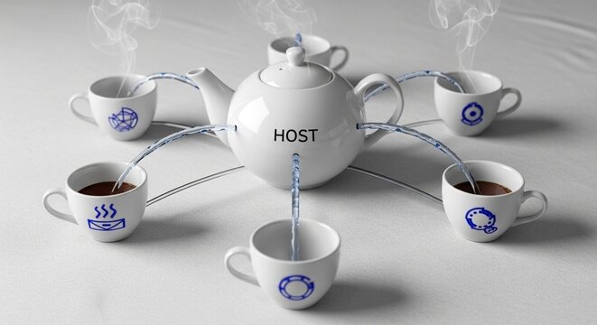 Abstract Concept of Web Hosting and Data Distribution with Teapot Host