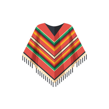 Colorful Striped Mexican Poncho Serape Vector Icon