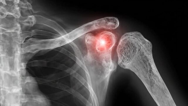 X-ray of Shoulder Joint Showing Inflammation and Pain.