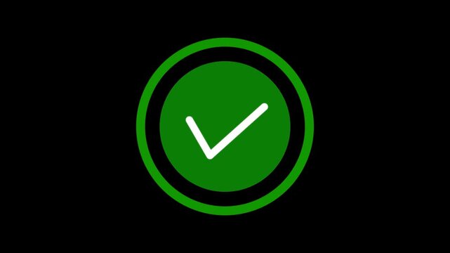 Green Check Mark Icon in Double Ring Oval Isolated on Transparent Background with Alpha Channel &ndash; Approval Tick Symbol