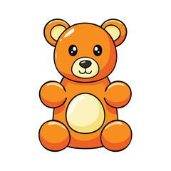 Obraz premium Cute cartoon orange teddy bear with a round tummy sitting and smiling