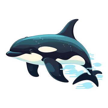 Majestic Killer Whale on White Background