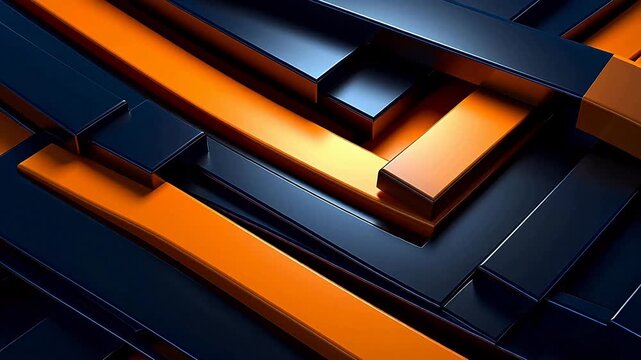 Digital orange and black stacked geometric abstract background