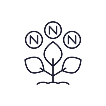 nitrogen fertilizer line icon with a plant