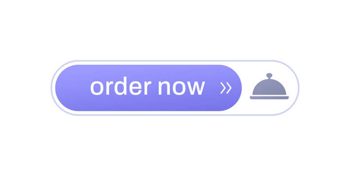 order now button design on white, food ordering vector