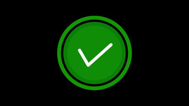 Check Mark Icon in Double Ring Oval Isolated on White Background &ndash; Approval Tick Symbol