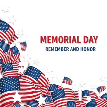 Memorial day poster featuring american flags and a heartfelt message